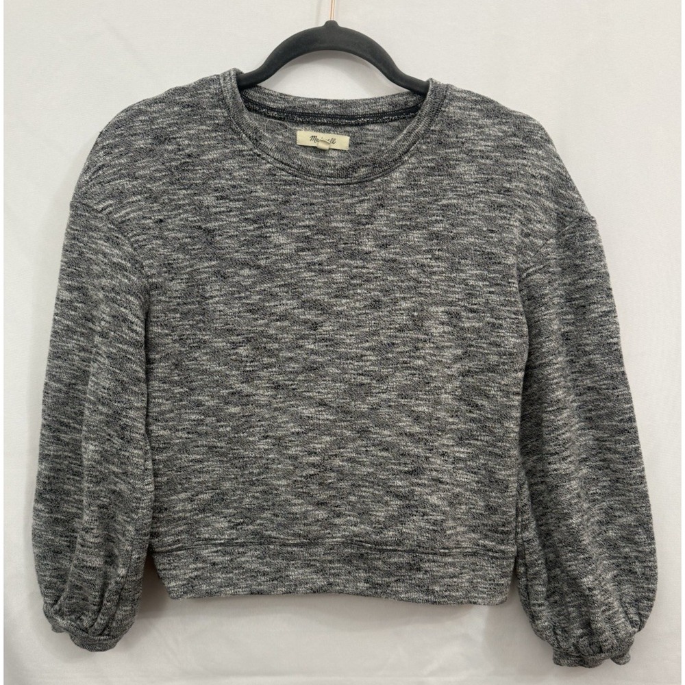 Madewell Cropped Long Sleeve Sweater Gray Womens Size XS Cotton